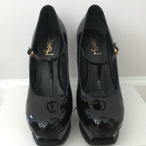 Black Patent Leather YSL T-Strap Pump